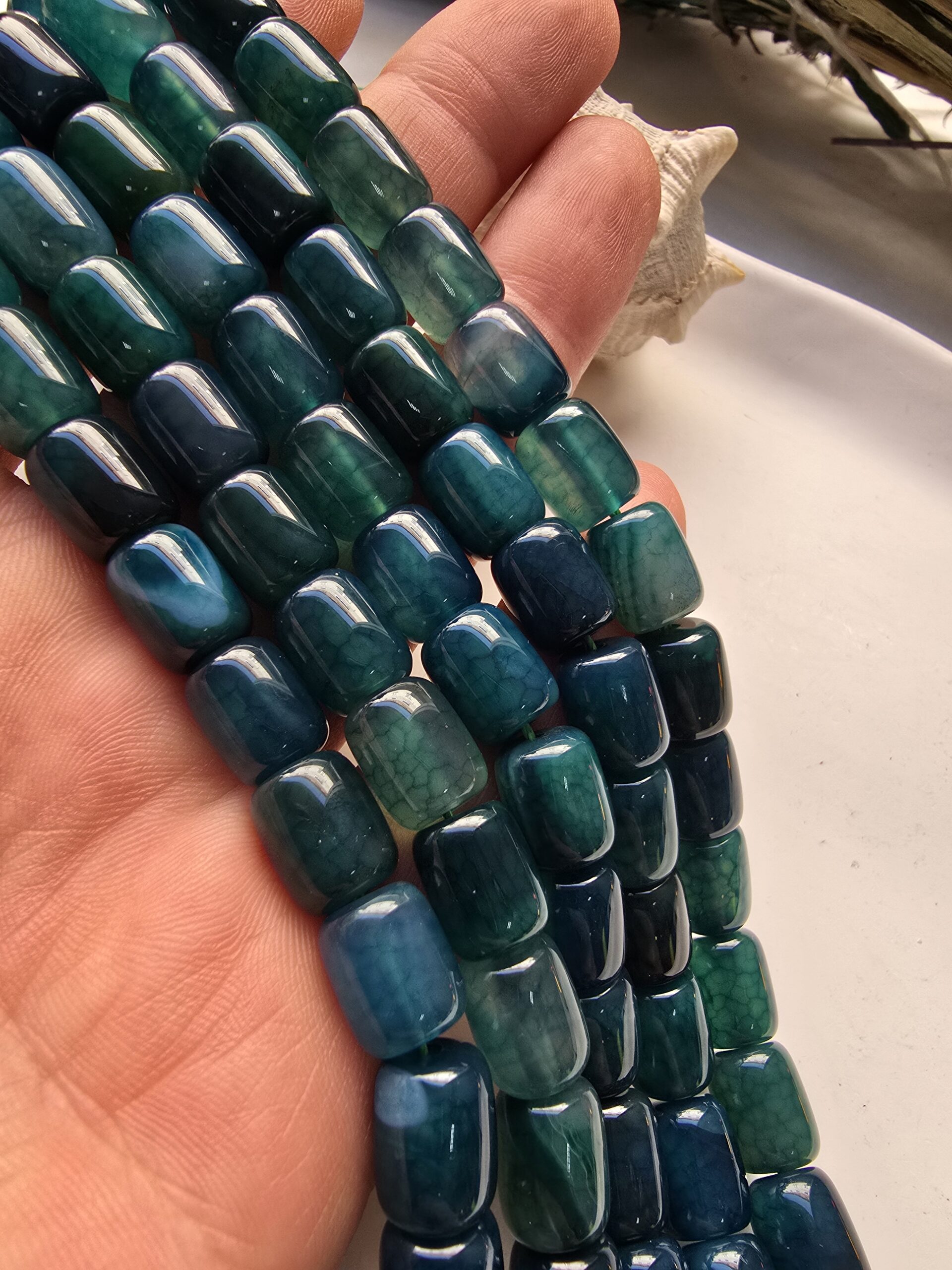 9x11 MM Kesme Silindir Mavi Akik Taşı