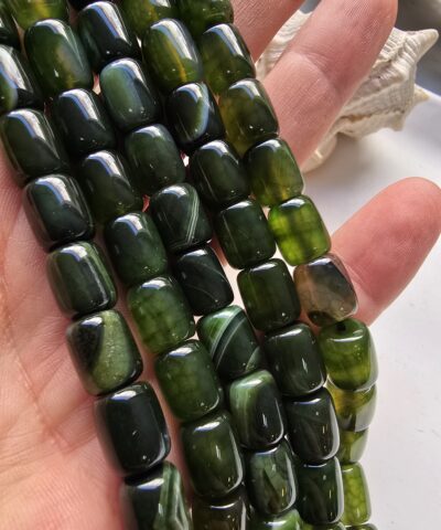 9x11 MM Kesme Silindir Koyu Haki Yeşili Akik Taşı
