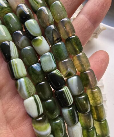 9x11 MM Kesme Silindir Parçalı Haki Yeşili Akik Taşı
