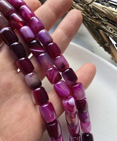 9x11 MM Kesme Silindir Damarlı Pembe Akik Taşı