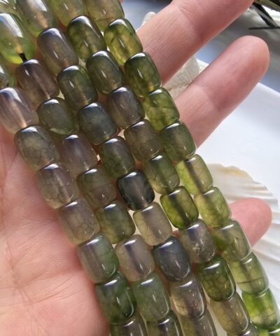 9x11 MM Kesme Silindir Haki Yeşili Akik Taşı