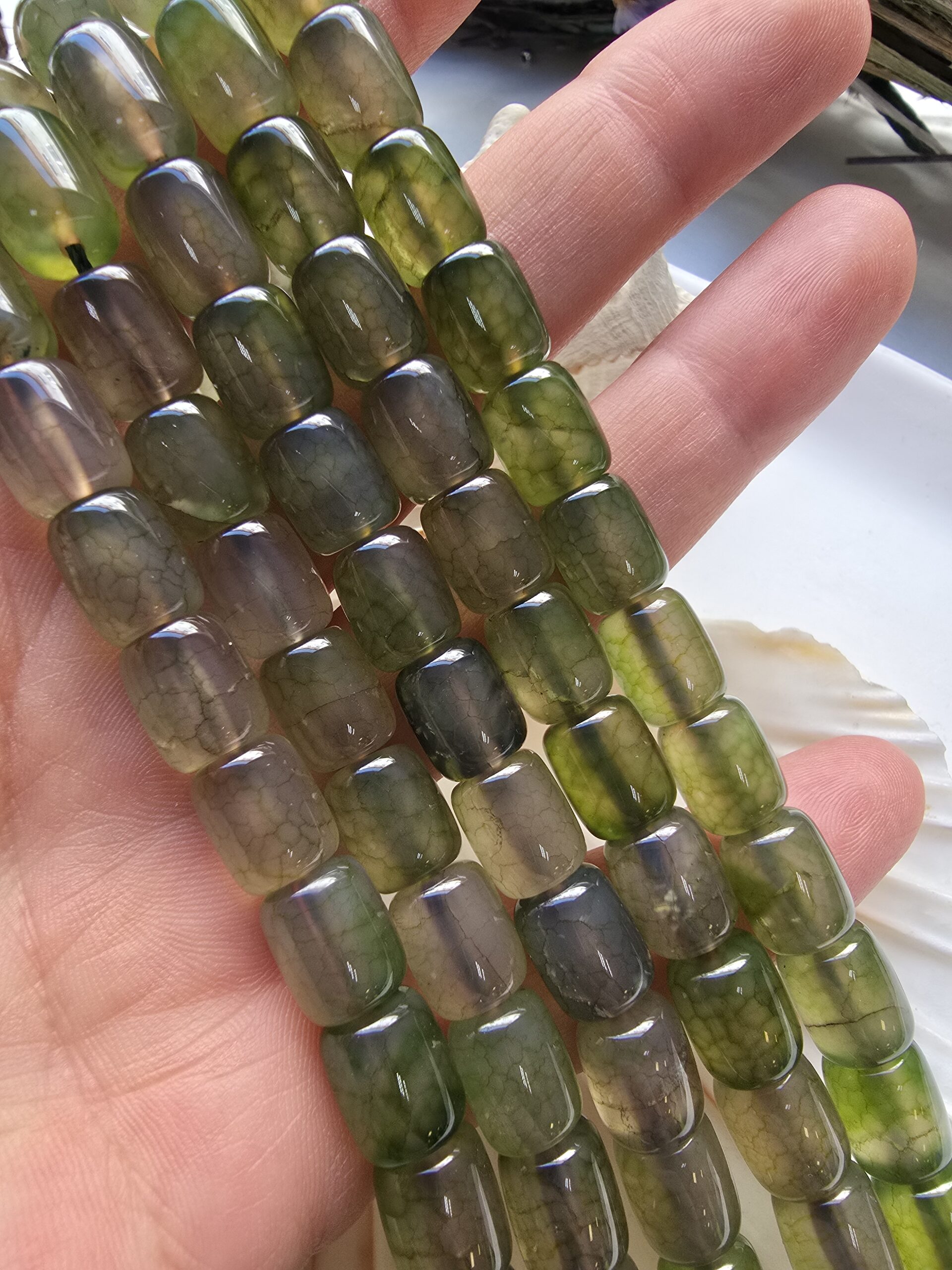 9x11 MM Kesme Silindir Haki Yeşili Akik Taşı
