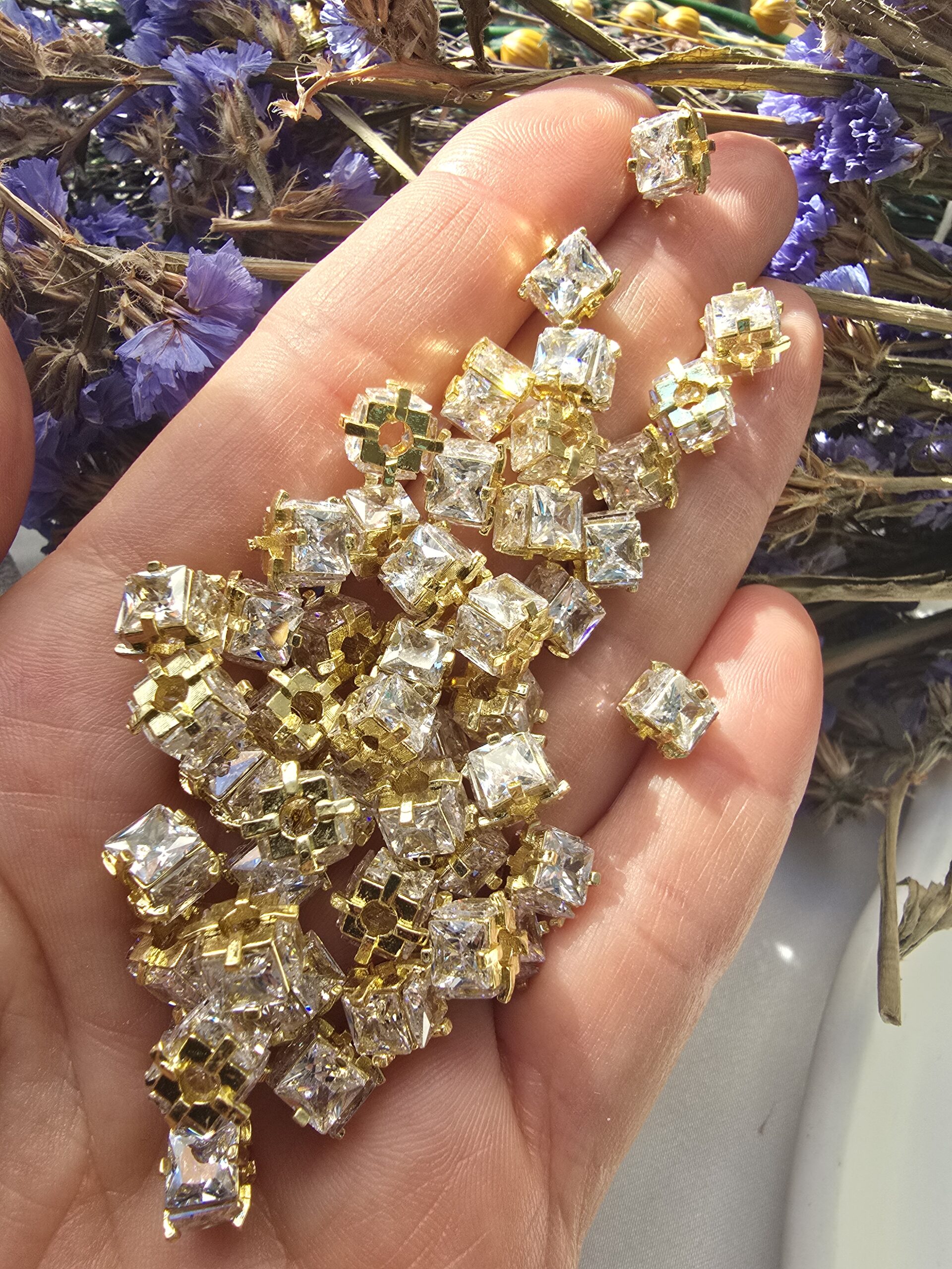 7x6 MM Beyaz Baget Taşlı Altın Kaplama Silindir - Görsel 4