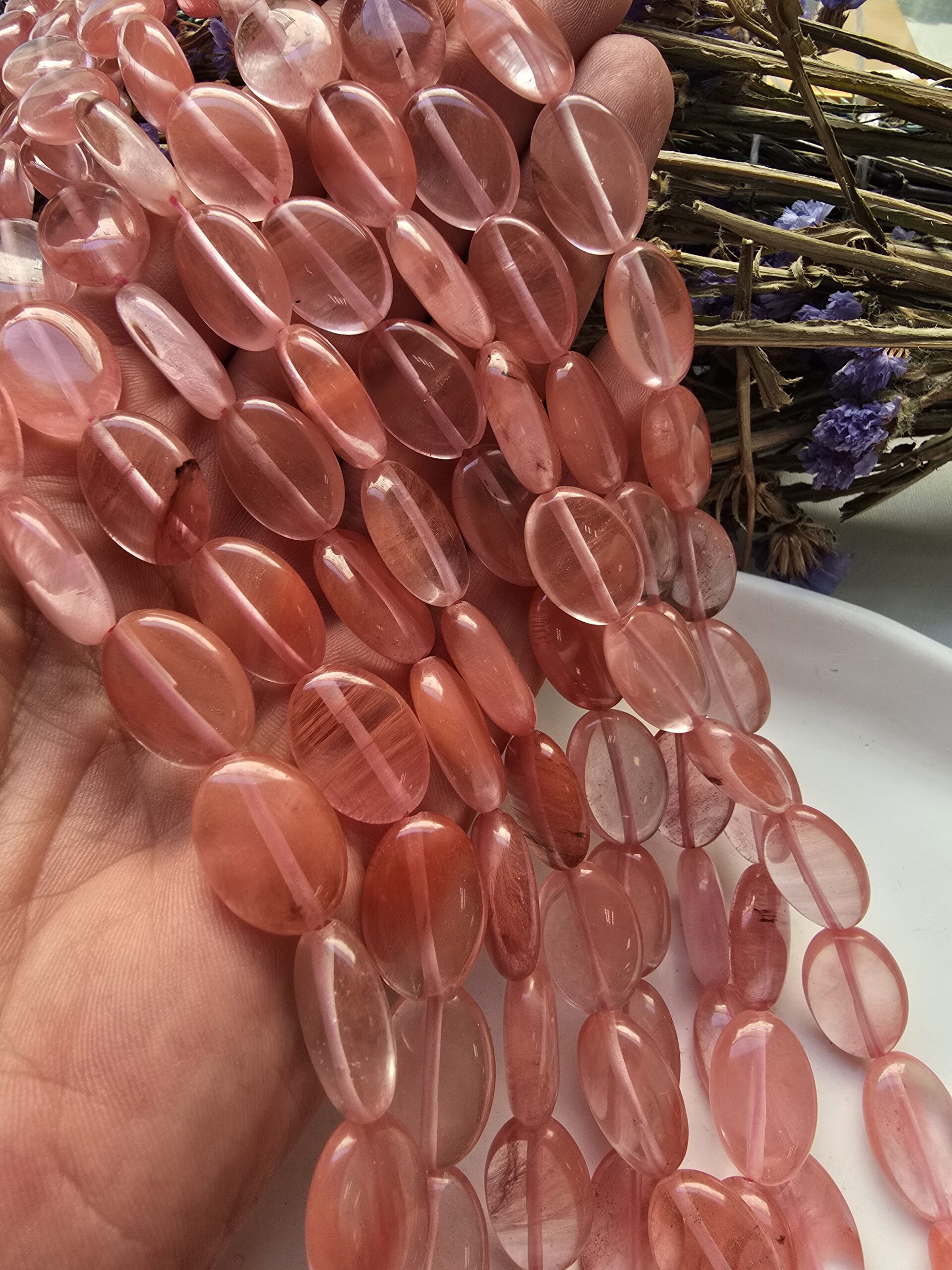 13x18 MM Oval Çilek Kuvars Taşı