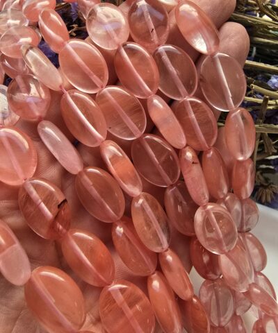 13x18 MM Oval Çilek Kuvars Taşı - Görsel 3