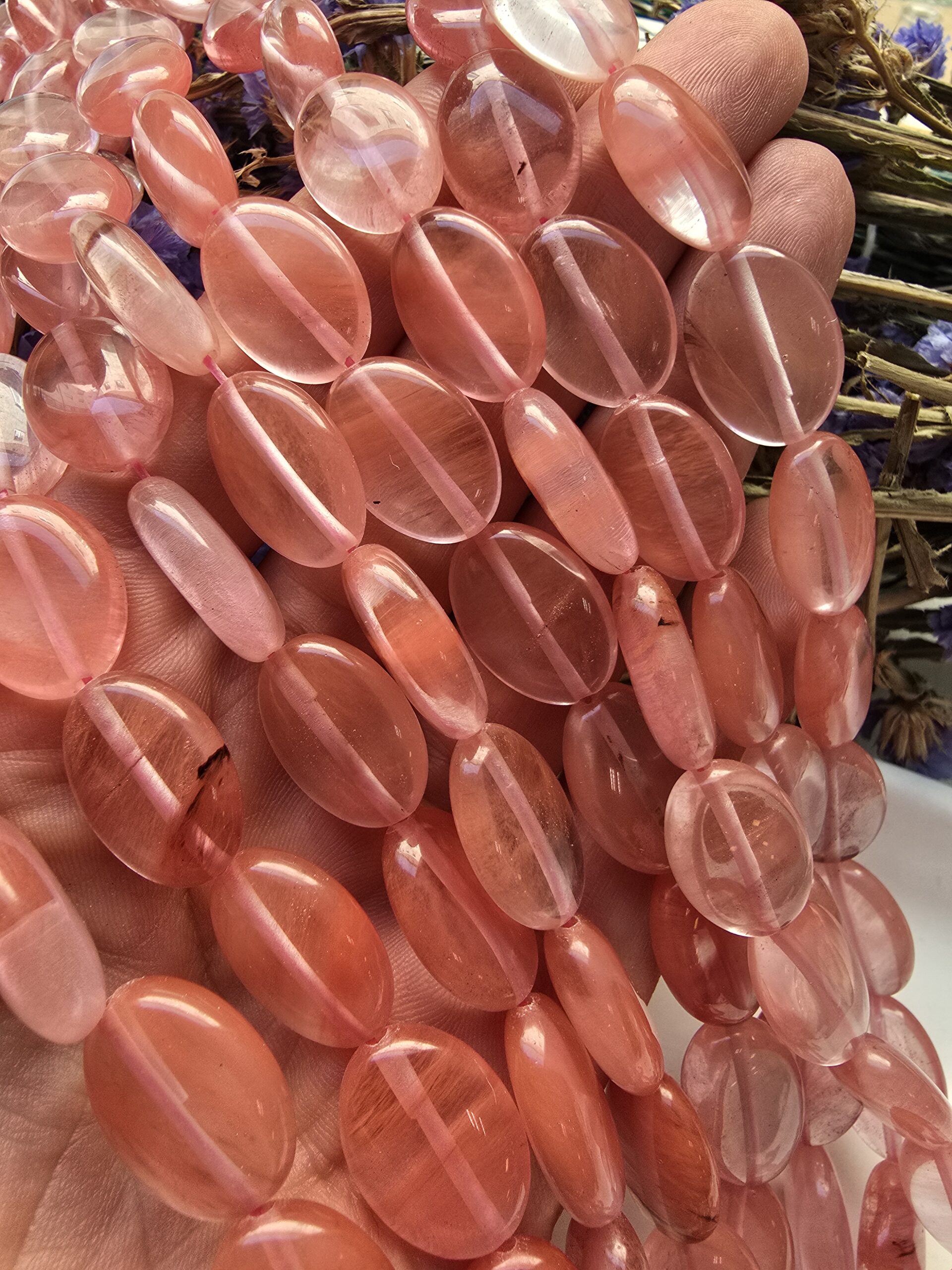 13x18 MM Oval Çilek Kuvars Taşı - Görsel 3
