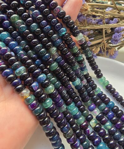 8x5 MM Rondela Mor Mavi Madagaskar Akik Taşı