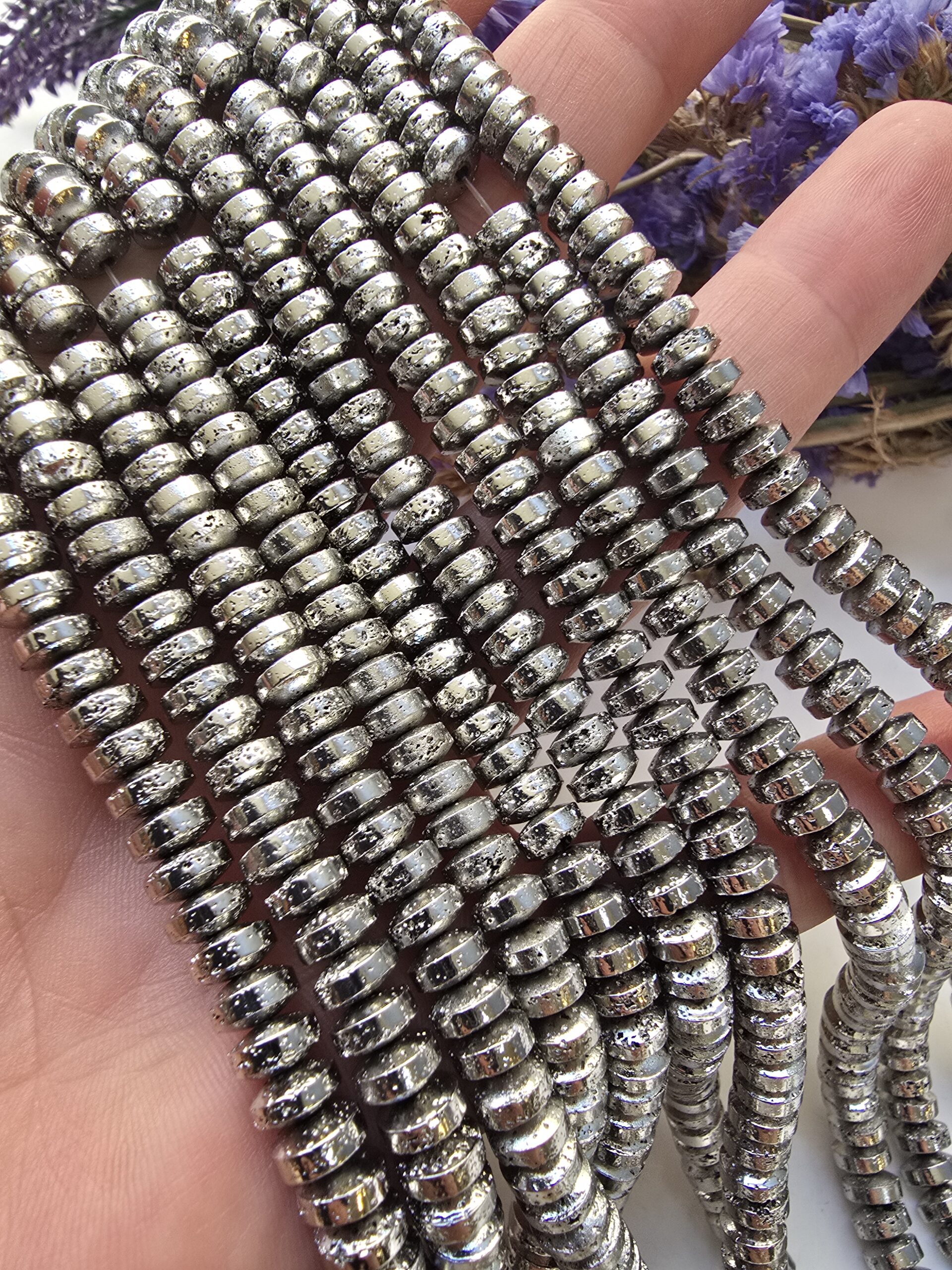 6x3 Gümüş Renk Kaplama Rondela Elektro Lav Taşı