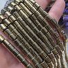 6x6 MM Soft Gold Kesme Silindir Düğüm Gizleme Hematit Doğal Taş - Görsel 3