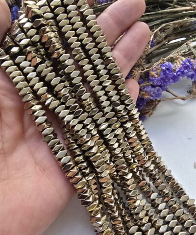6x3 MM Soft Gold Kare Rondela Hematit Doğal Taş