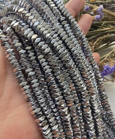 6x3 MM Gümüş Kare Rondela Hematit Doğal Taş