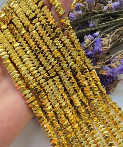 6x3 MM Parlak Gold Kare Rondela Hematit Doğal Taş