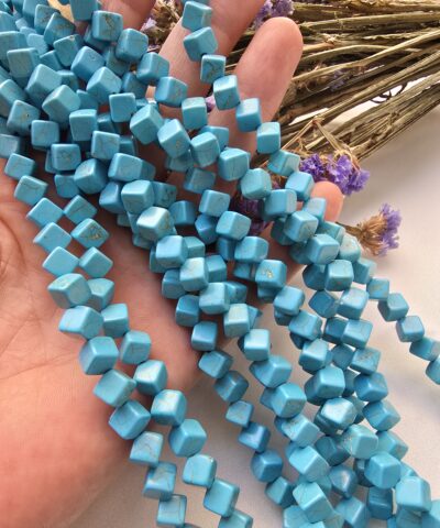 6x6 MM Mavi Küp Turkuaz Doğal Taş