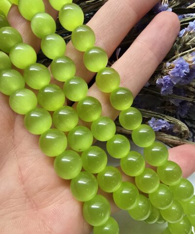 10 MM Küre Koyu Yeşil Kedi Gözü Taşı
