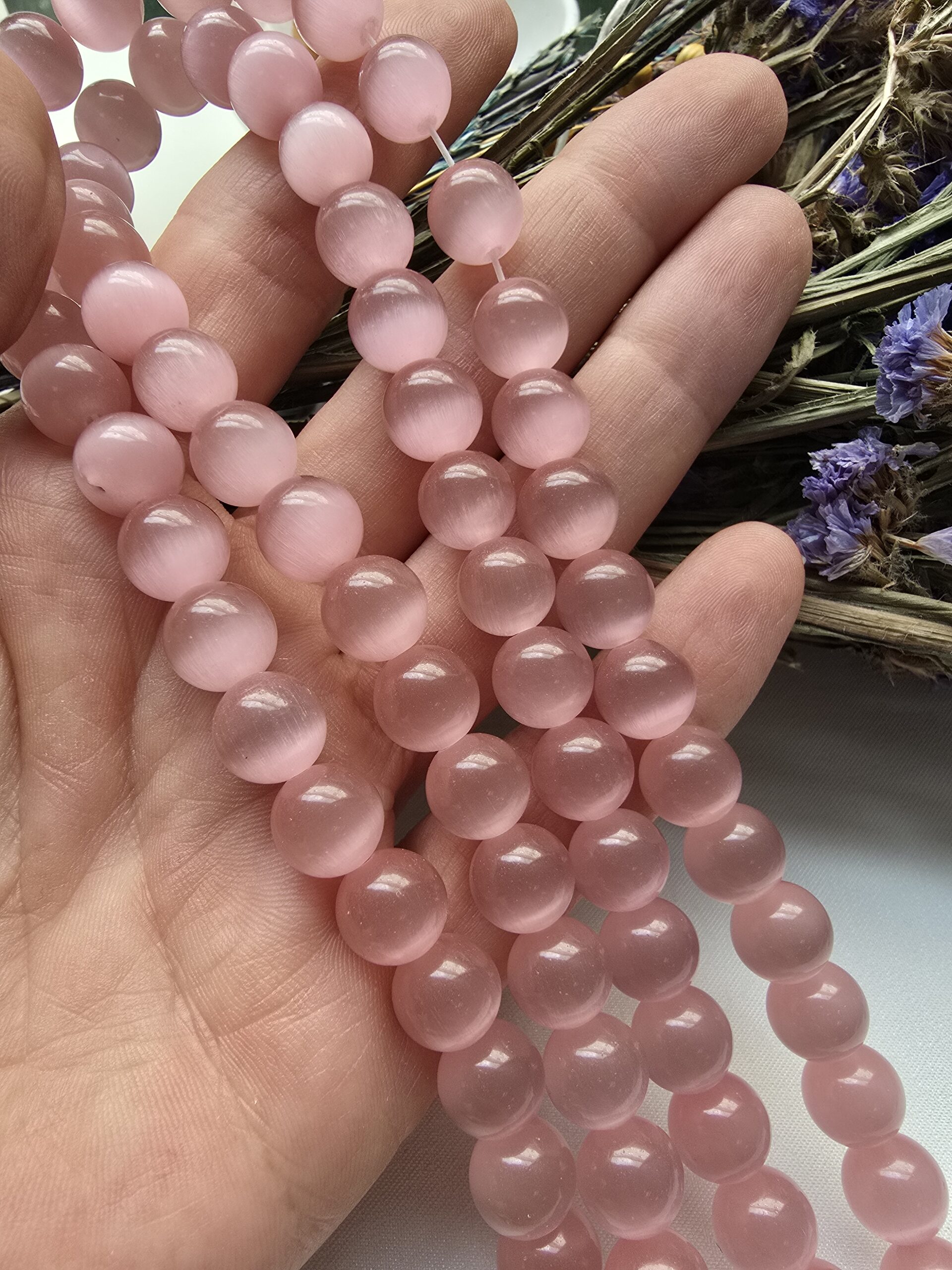 10 MM Küre Pembe Kedi Gözü Taşı