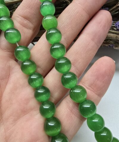 10 MM Küre Fıstık Yeşili Kedi Gözü Taşı