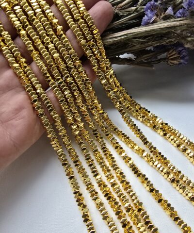4x2 MM Parlak Gold Faset Kesim Kare Hematit Taşı