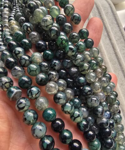 8 MM Küre Zümrüt Yeşili Damarlı Akik Taşı