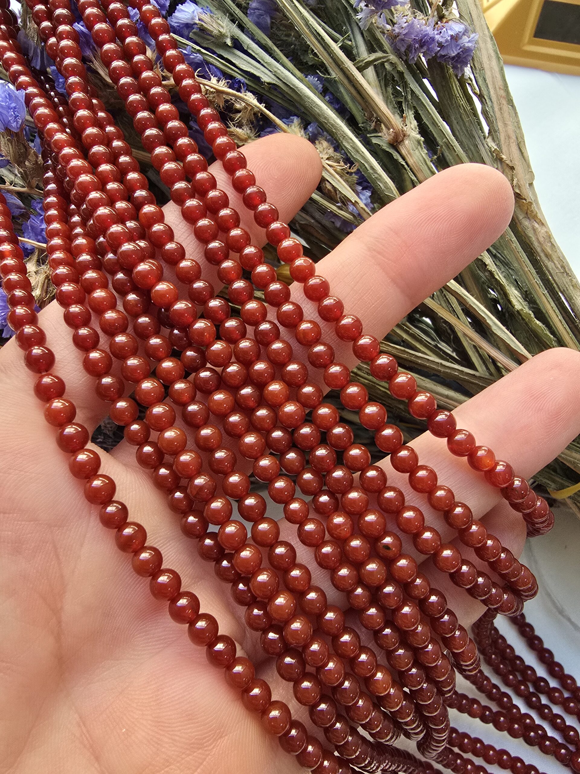 4 MM Küre Koyu Karnelyan Akik Taşı - Görsel 3