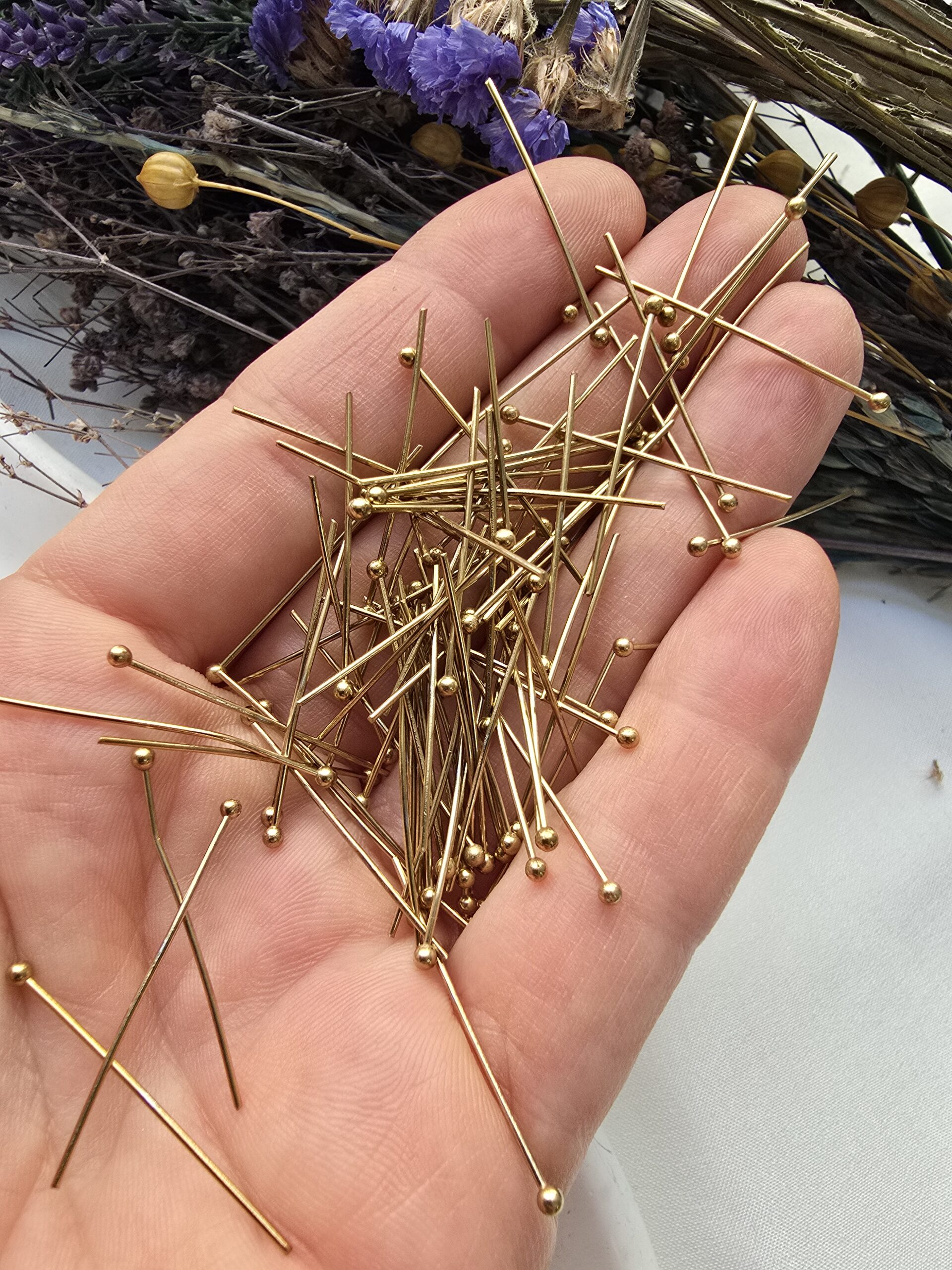 30 MM Top Başlı Altın Renkli Çelik Takı Civisi - Görsel 4