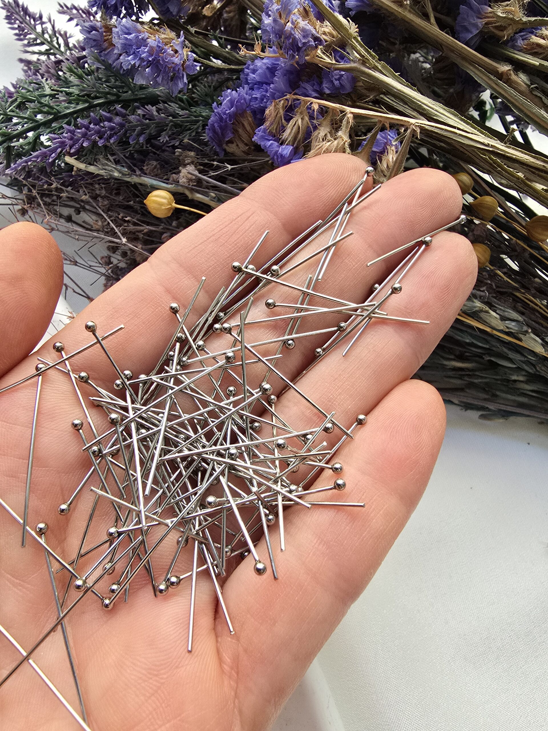30 MM Top Başlı Gümüş Renkli Çelik Takı Civisi