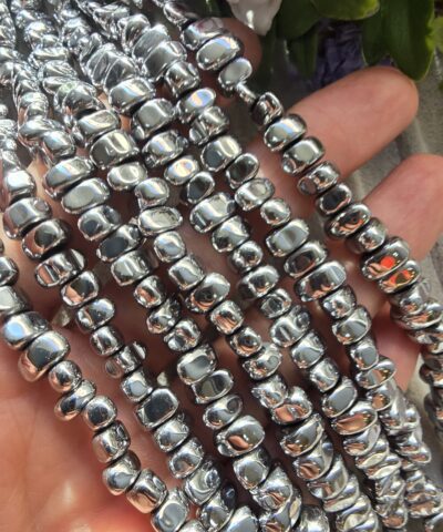 6-7 MM Amorf Şekilli Gümüş Hematit Doğal Taş