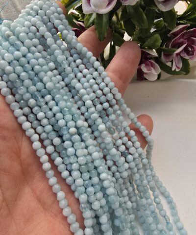 4 MM Faset Akuamarin Renkli Kuvars Taşı