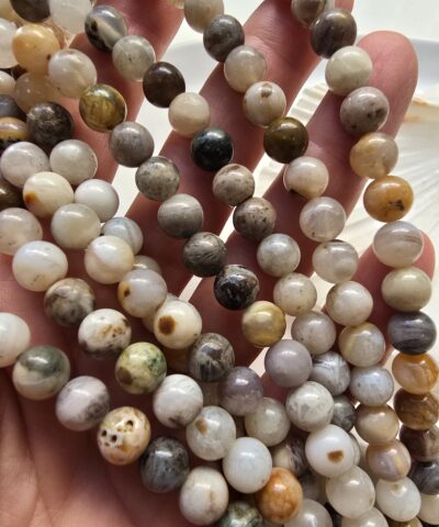 8 MM Küre Bambu Ağaç Desenli Akik Taşı