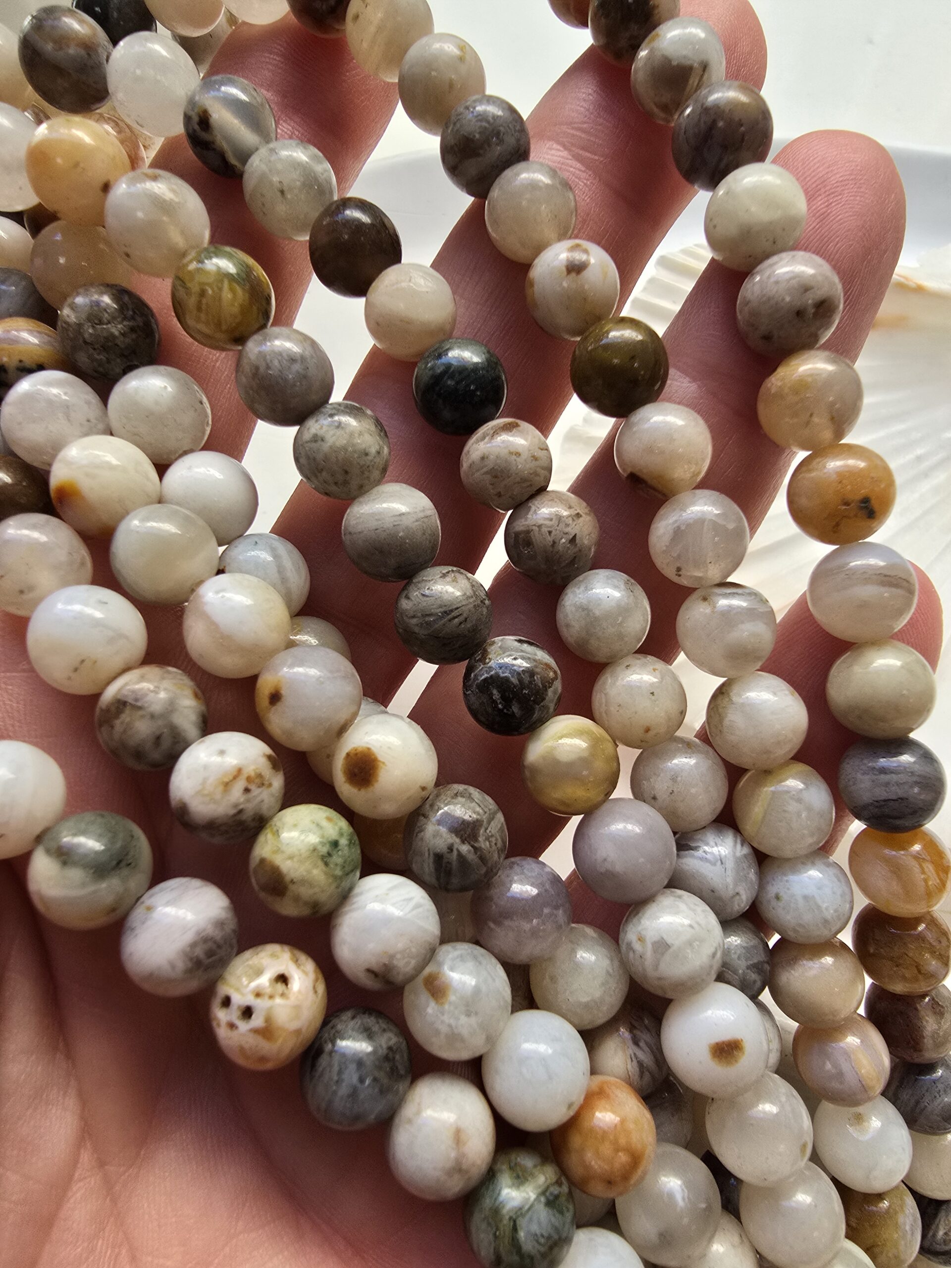 8 MM Küre Bambu Ağaç Desenli Akik Taşı