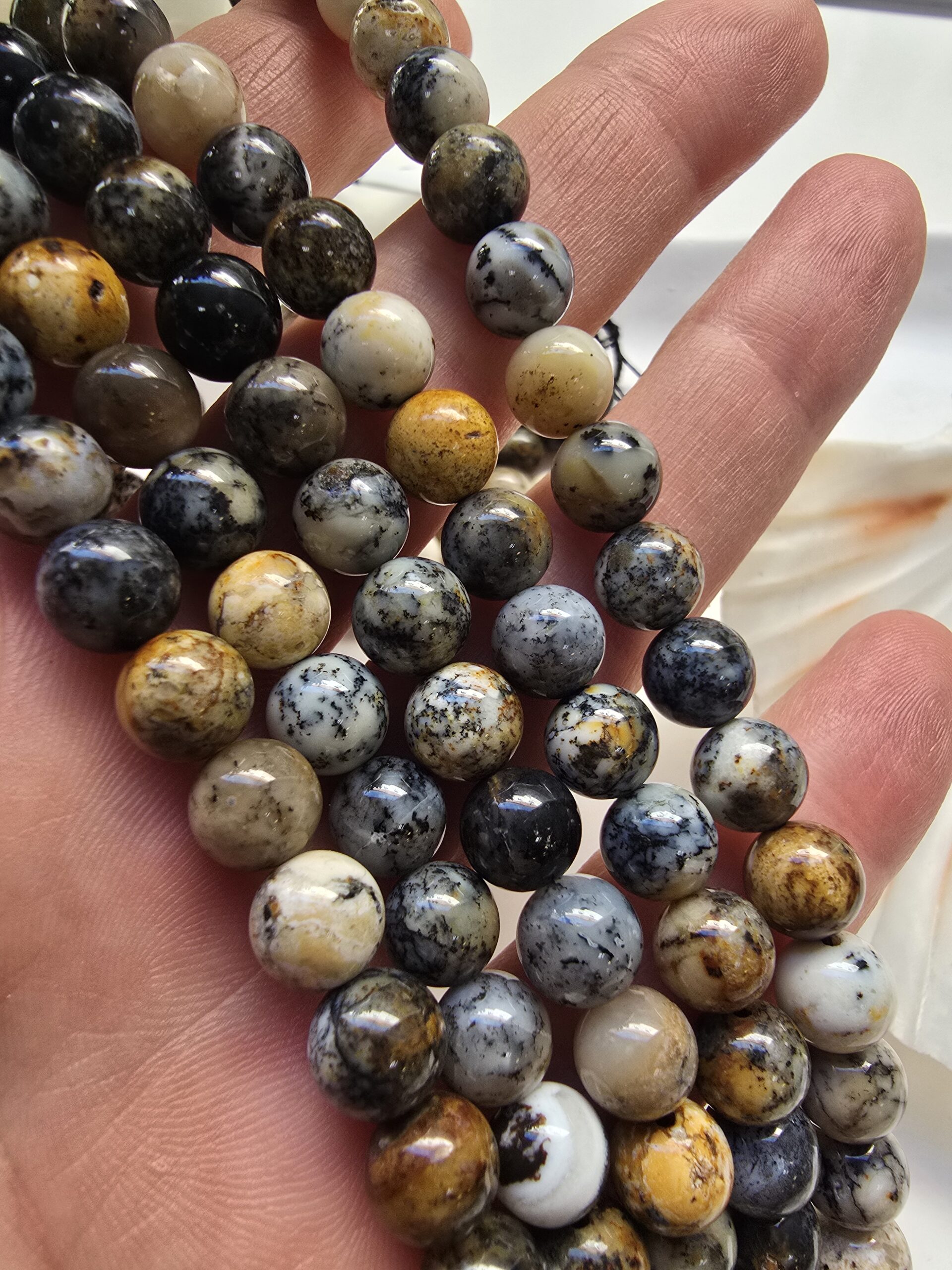 8 MM Küre Kahveringi Fosilli Opal Taşı - Görsel 2