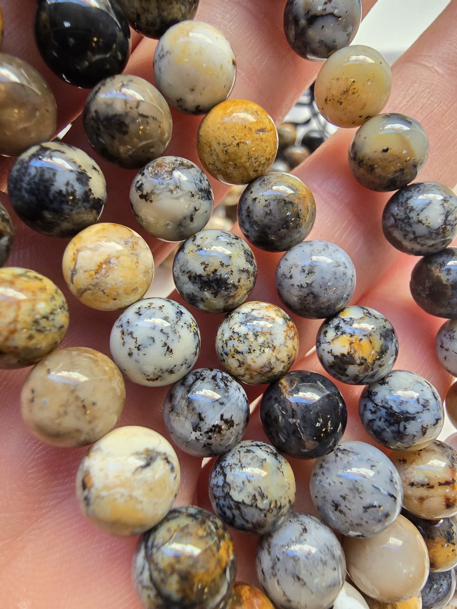 8 MM Küre Kahveringi Fosilli Opal Taşı - Görsel 3