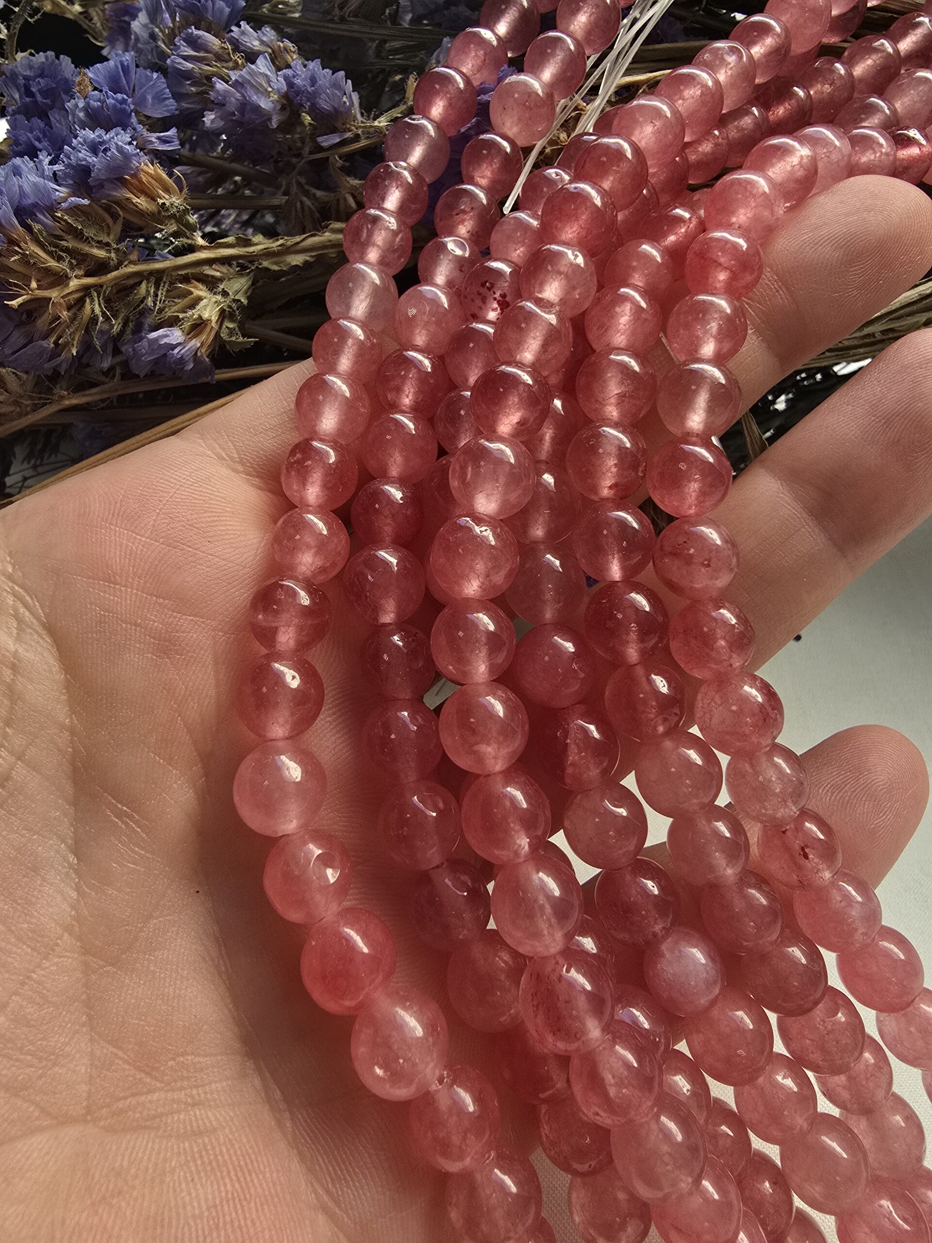 8 MM Küre Kunzit Renkli Kuvars Taşı