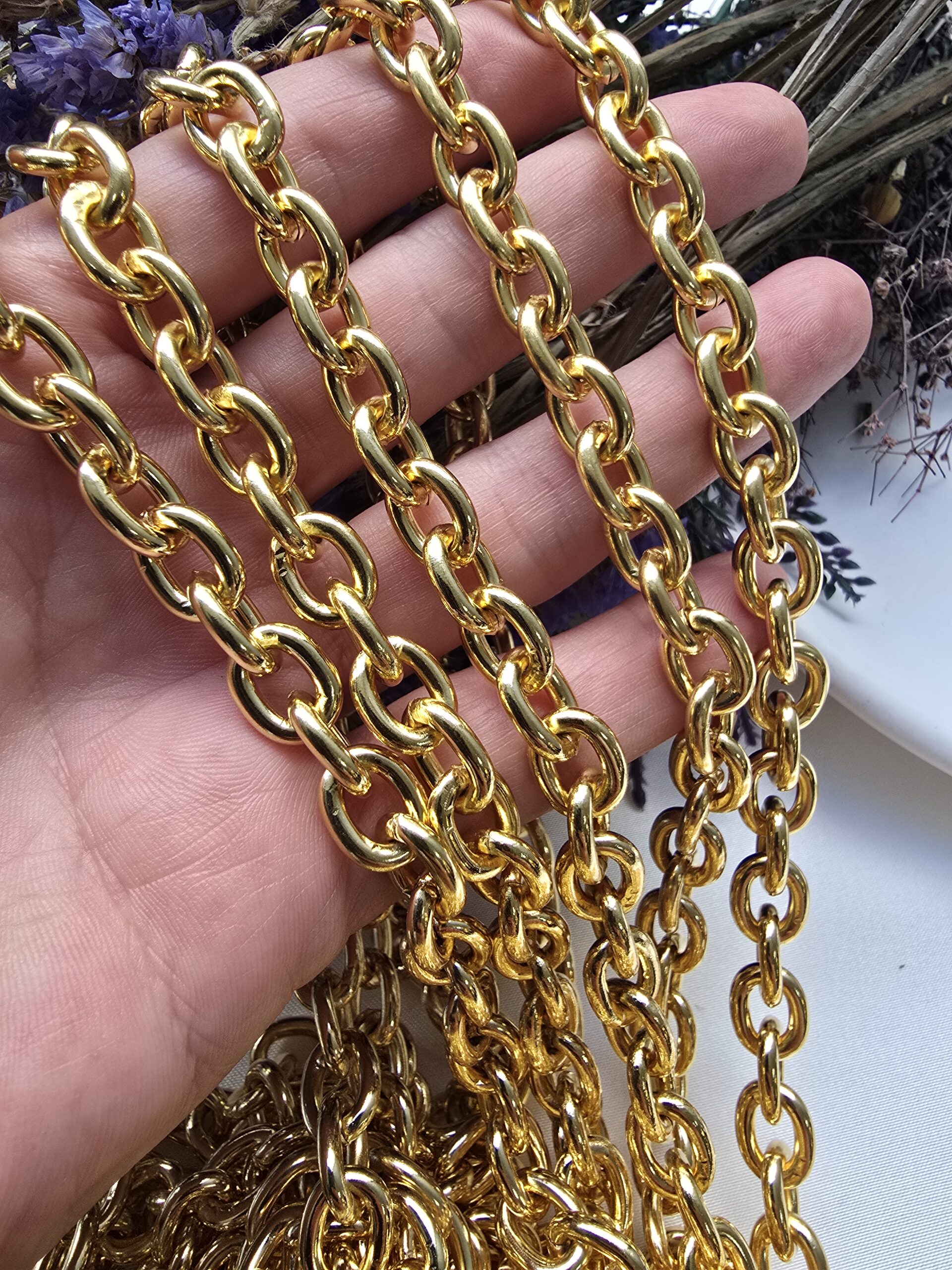 10x12 MM Halka Altın Kaplama Takı Zinciri - Görsel 4