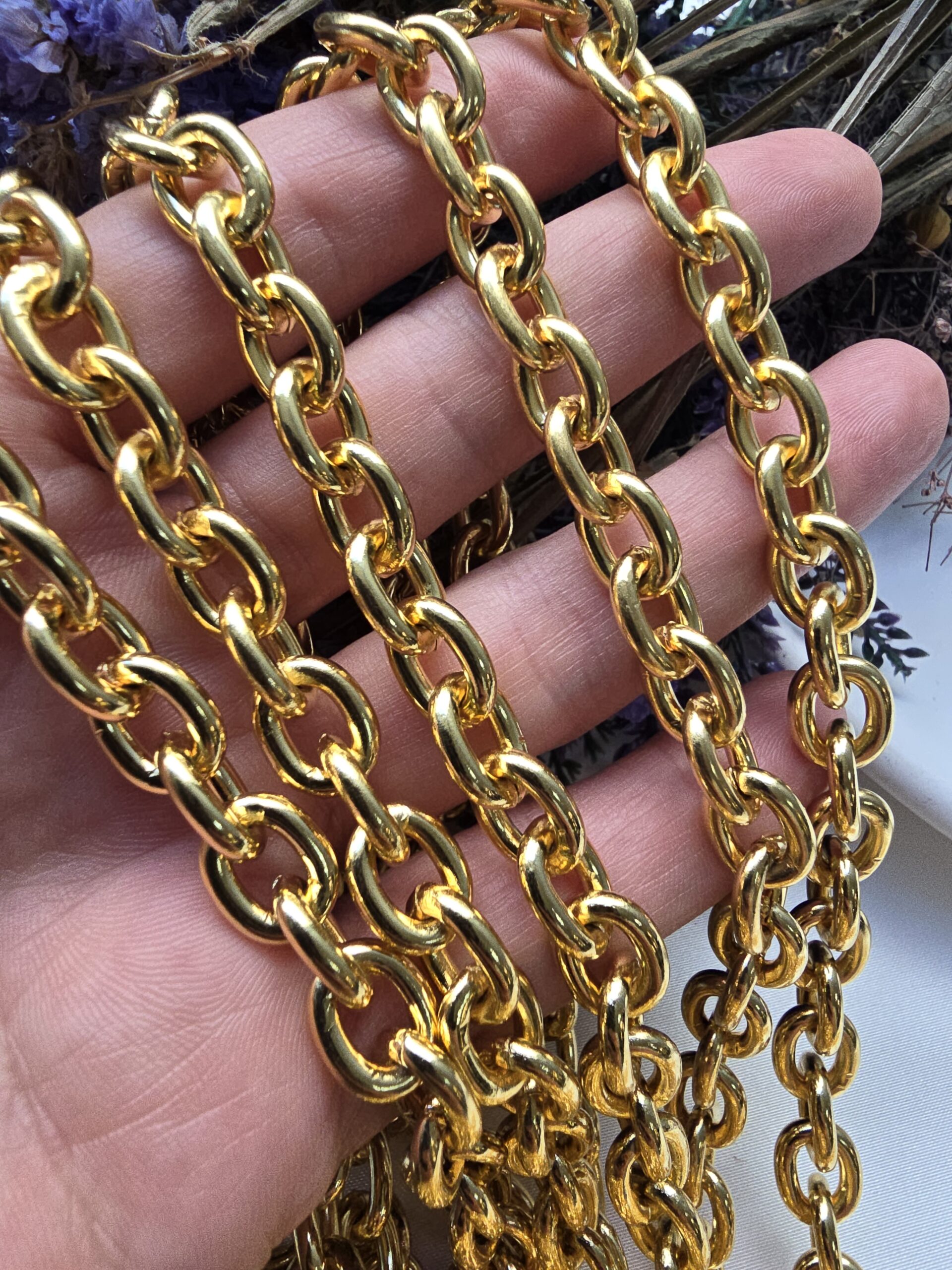 10x12 MM Halka Altın Kaplama Takı Zinciri - Görsel 2