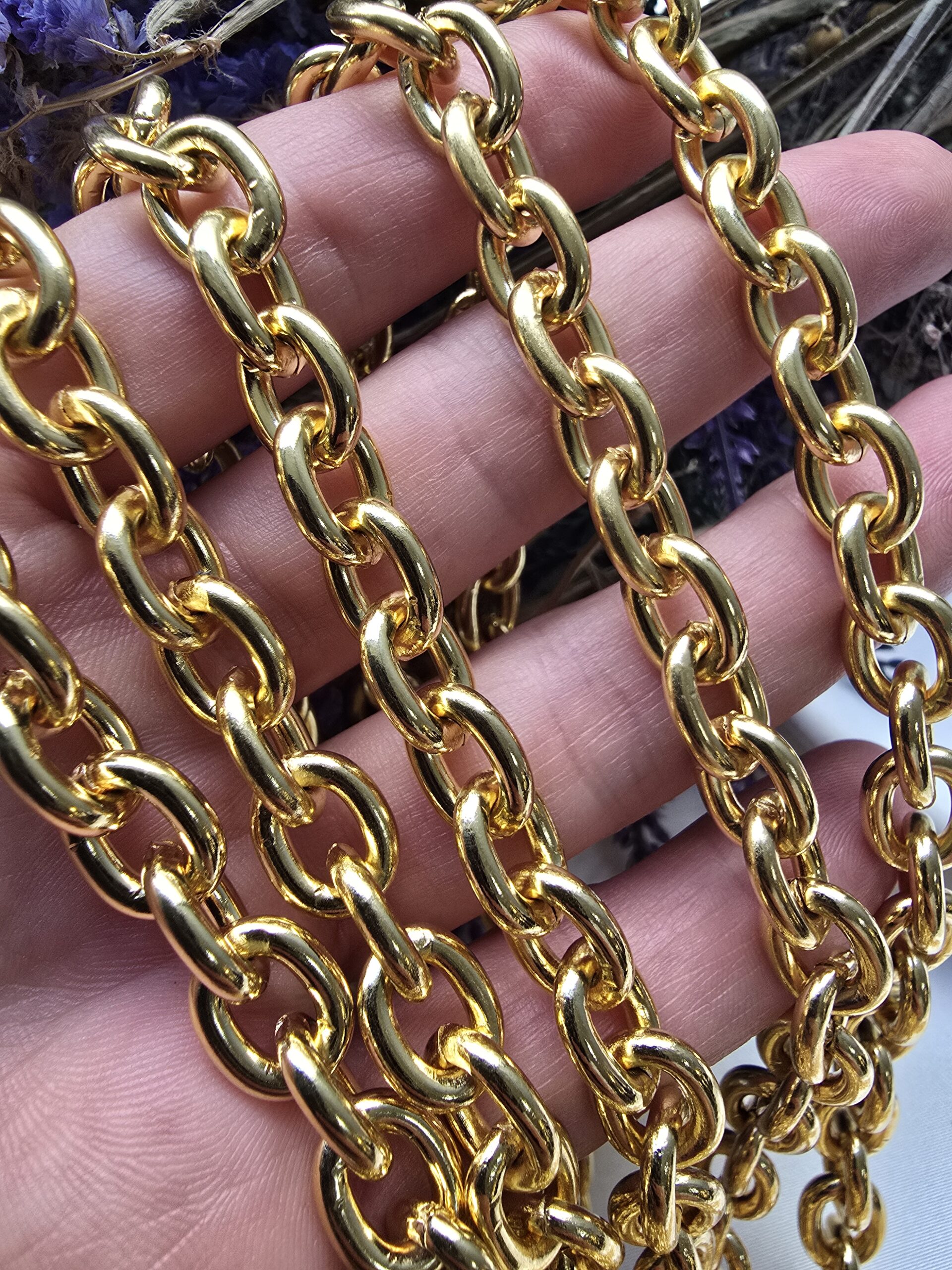 10x12 MM Halka Altın Kaplama Takı Zinciri - Görsel 3