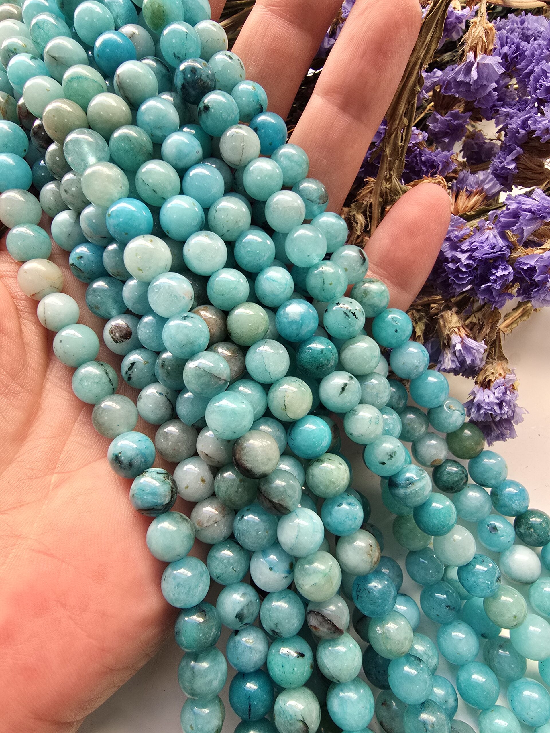 8 MM Küre Akua Amazonit Ceyt Kuvars Taşı