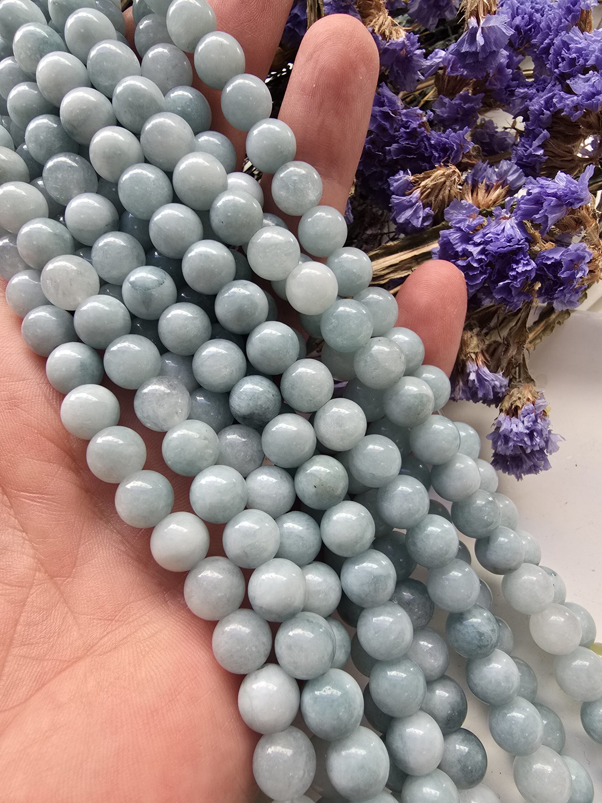 8 MM Akuamarin Küre Ceyt (Jade) Doğal Taş