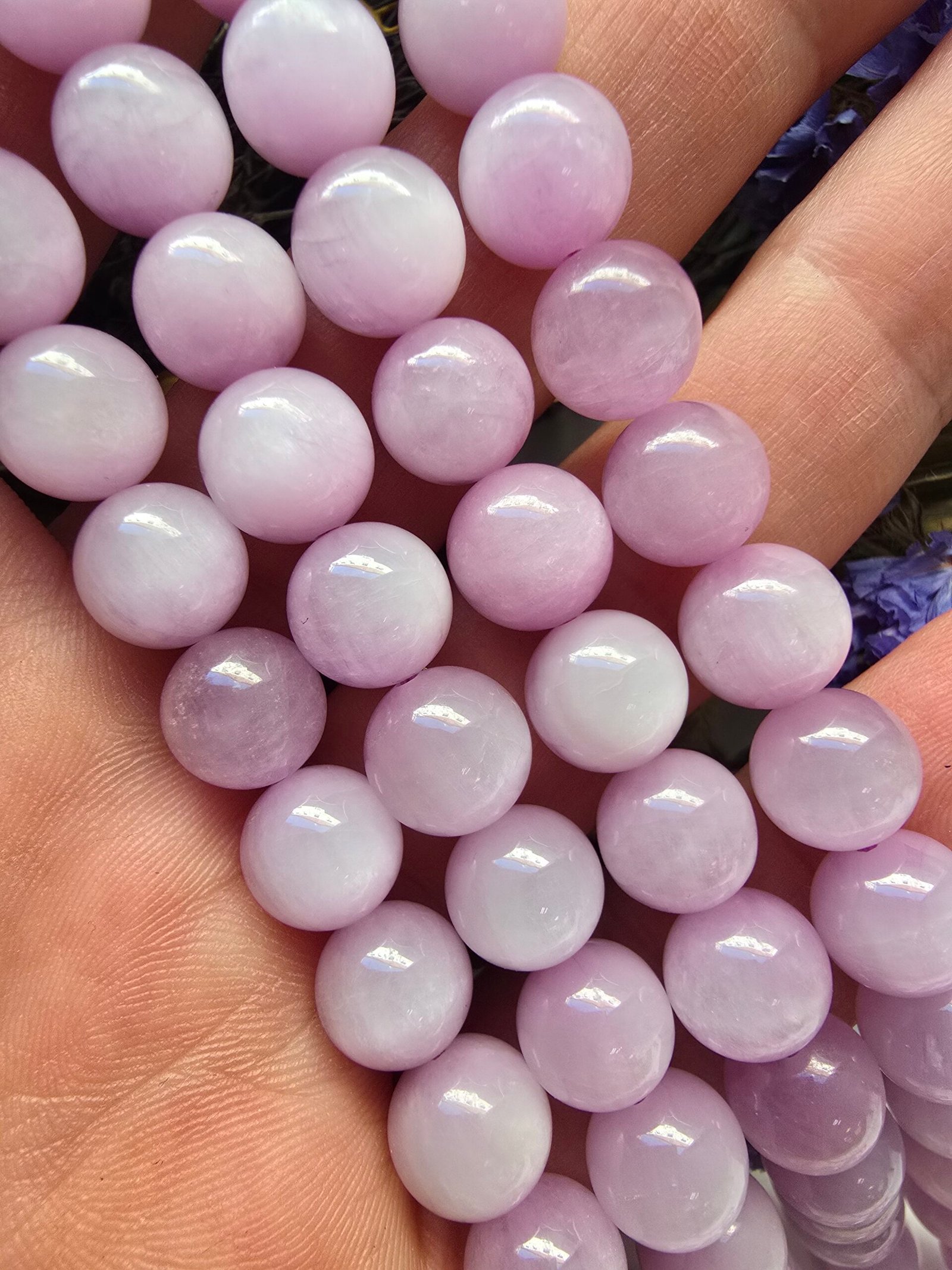 8 MM Küre Kunzit Doğal Taş Dizi - Görsel 3