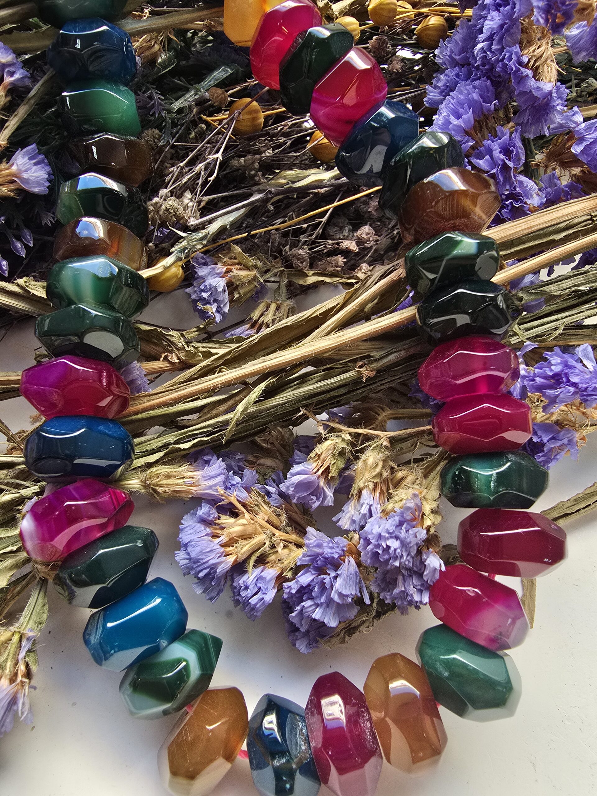 15x10 MM Petek Rondela Mix Renkli Akik Taşı - Görsel 3