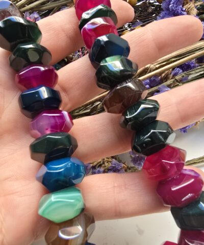 15x10 MM Petek Rondela Mix Renkli Akik Taşı