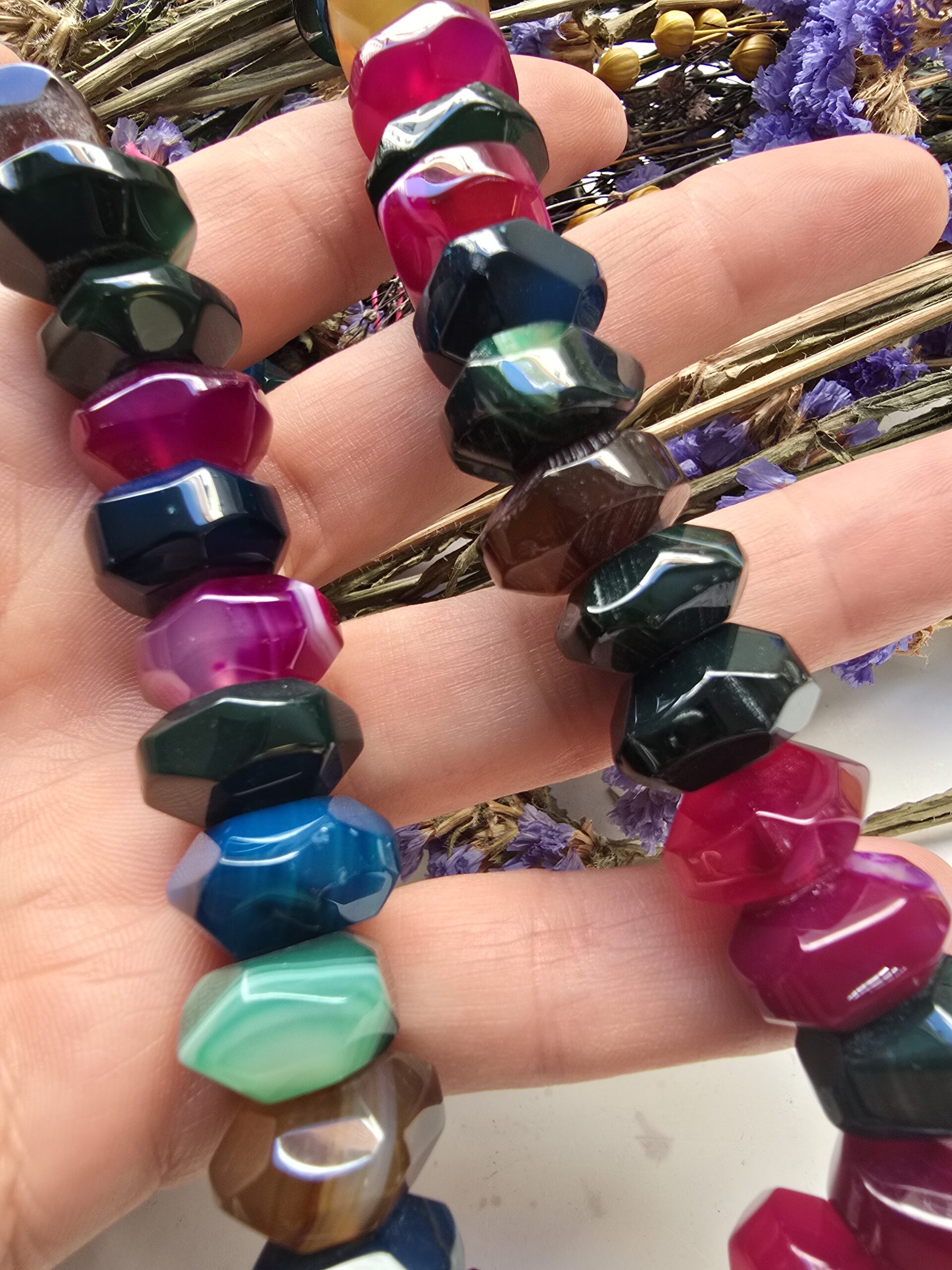 15x10 MM Petek Rondela Mix Renkli Akik Taşı
