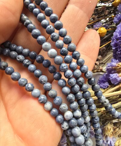 4 MM Küre Mavi Mercan Doğal Taşı