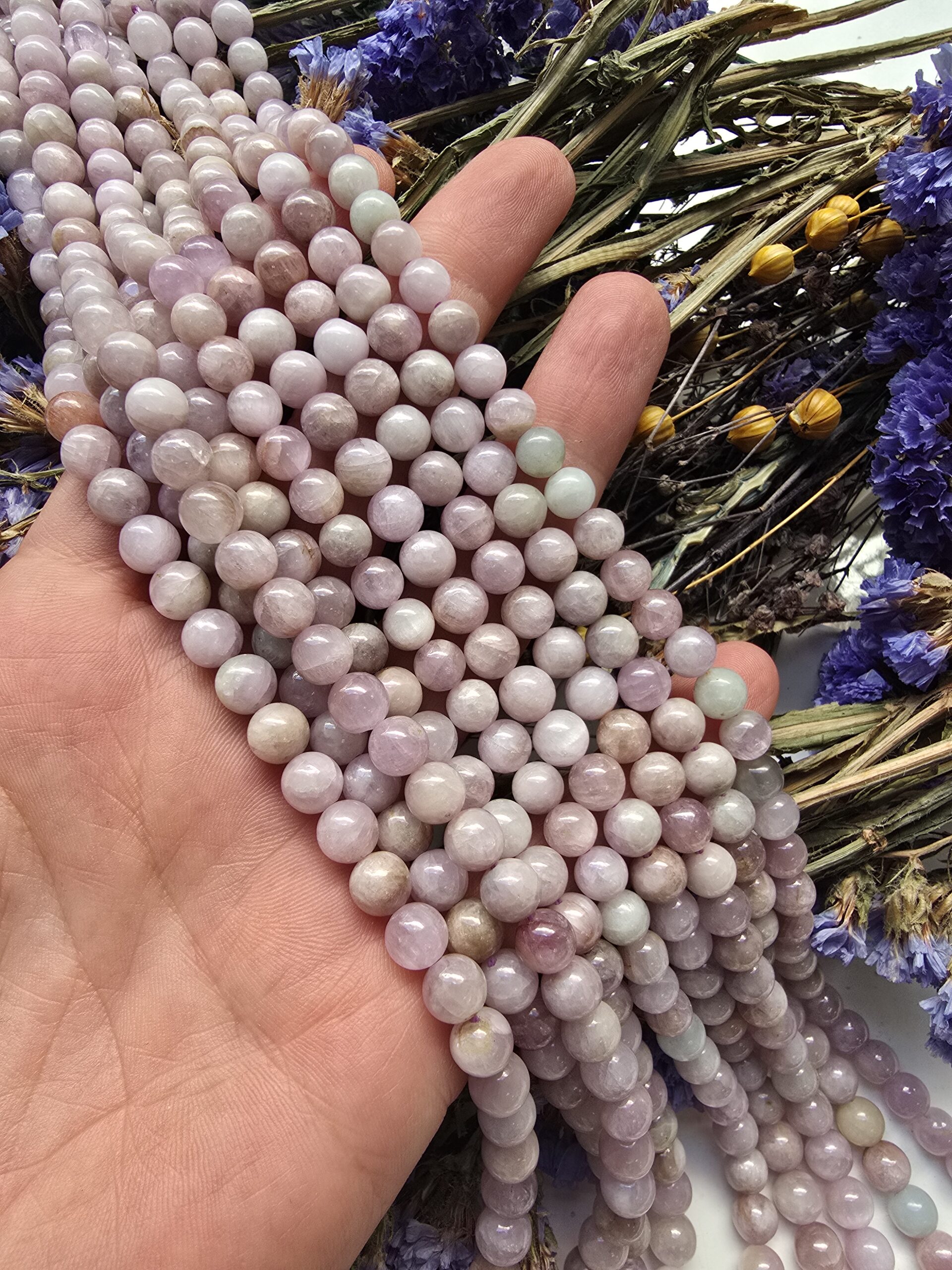 6 MM Küre Kunzit Doğal Taş Dizi - Görsel 2