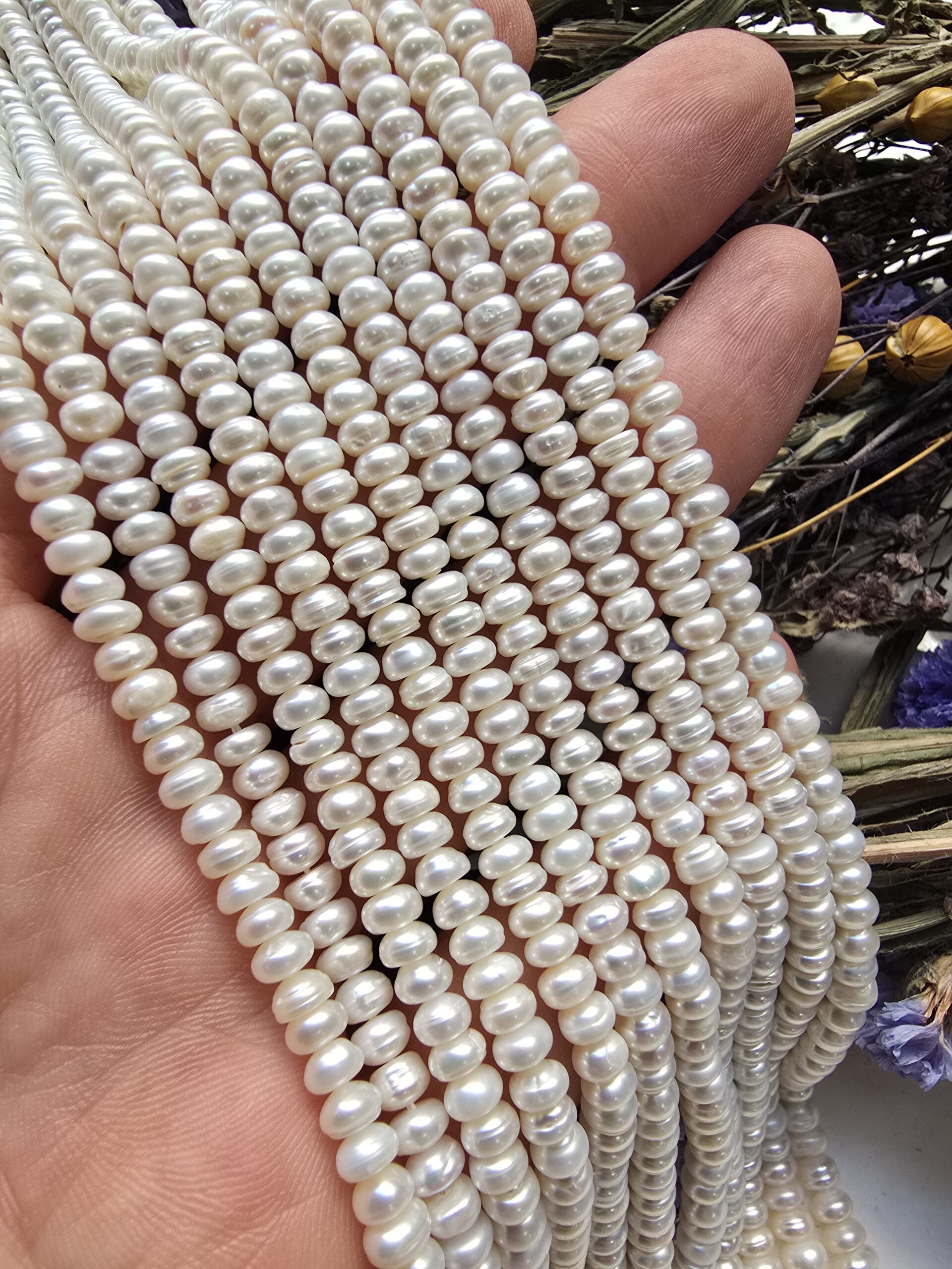 5 MM Premium Disk Gerçek Beyaz Doğal İnci - Görsel 2