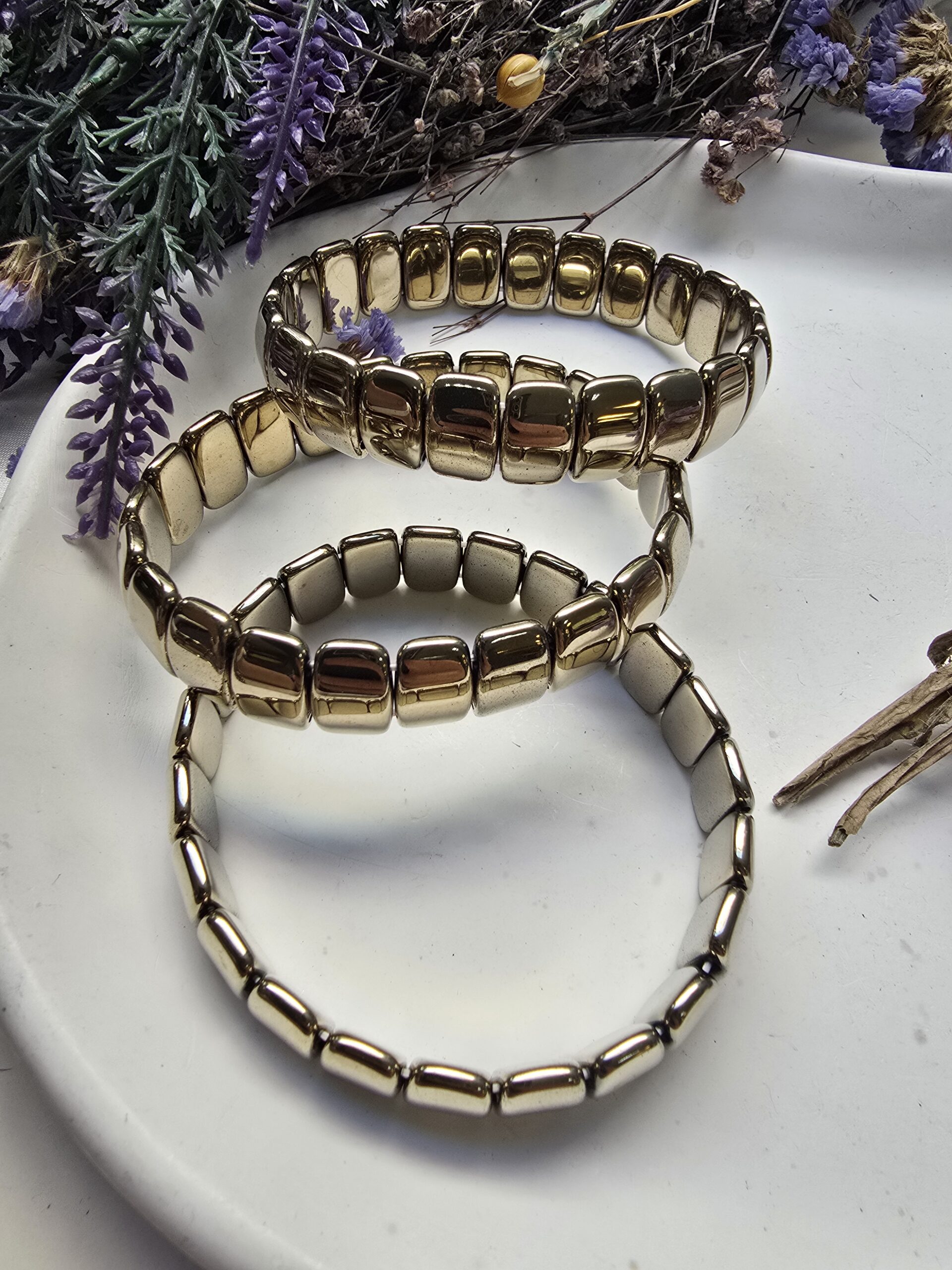 13x8 MM Tila Soft Gold Hematit Taşı Bileklik - Görsel 2