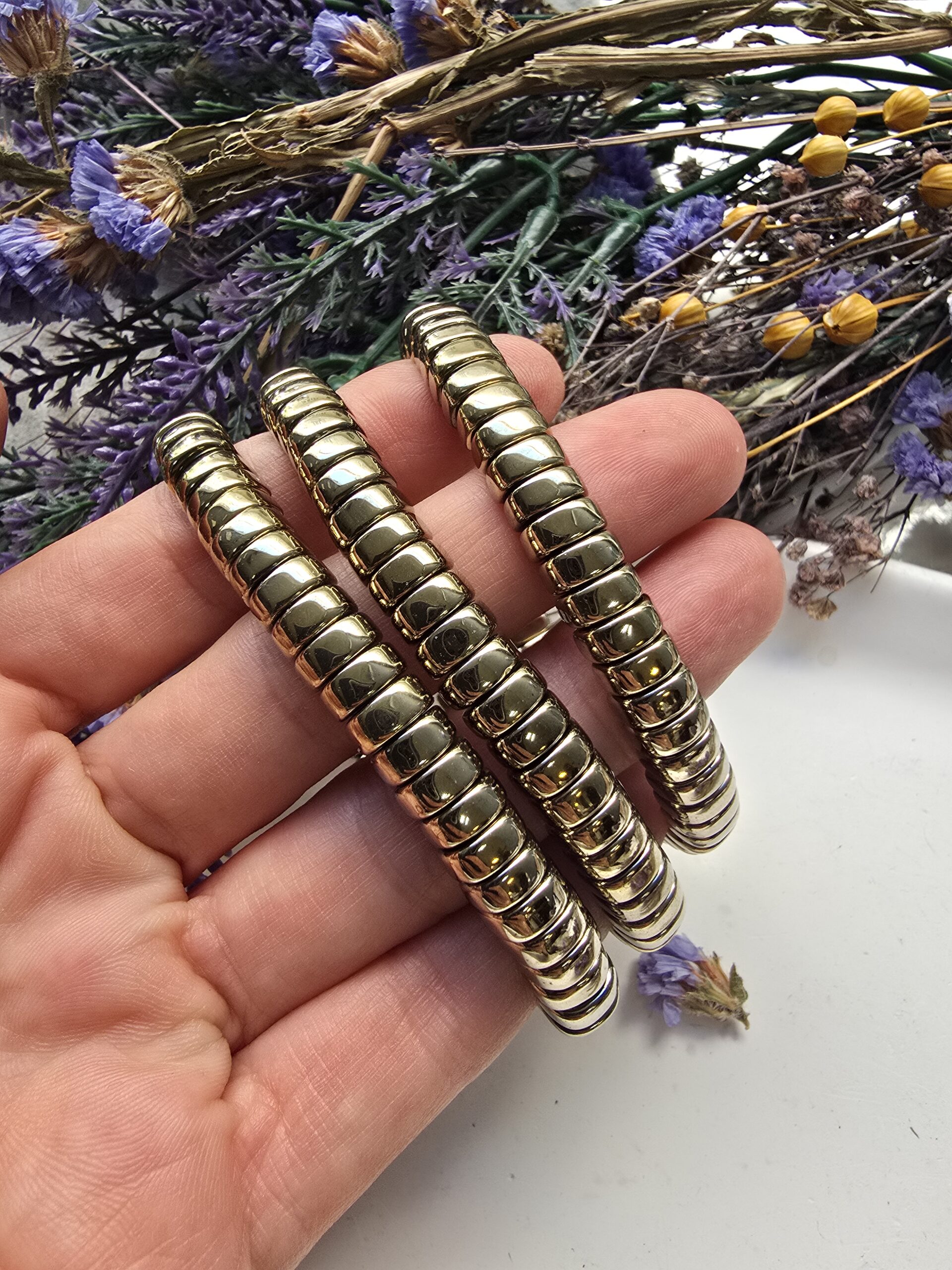 8x3 MM Rondela Soft Gold Hematit Taşı Bileklik - Görsel 2
