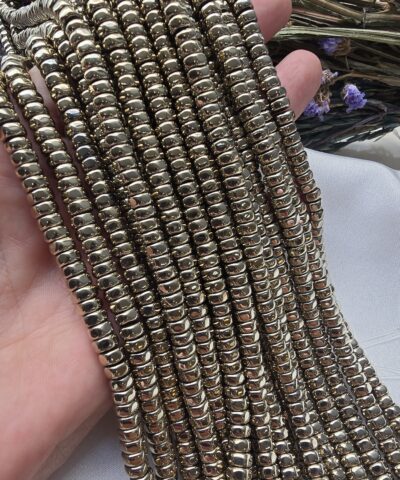 6x3 MM Oval Petek Rondela Soft Gold Hematit Doğal Taş