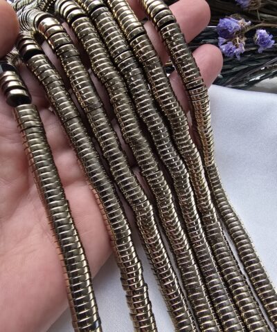 8x2 MM Disk Soft Gold Hematit Taşı