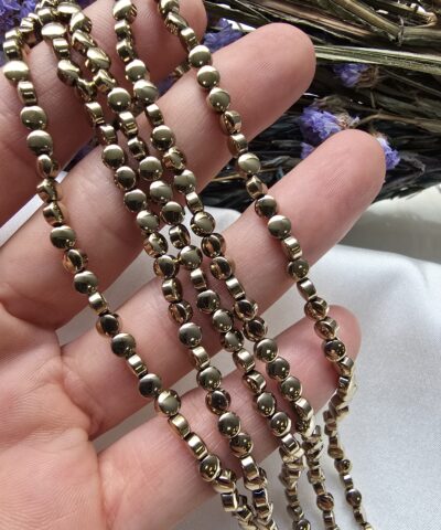 4x2 MM Yuvarlak Soft Gold Hematit Doğal Taş