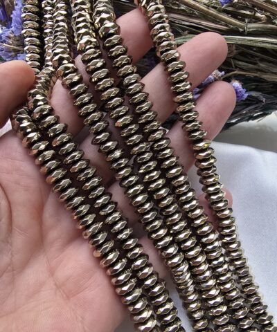 8x4 MM Faset Rondela Soft Gold Hematit Taşı